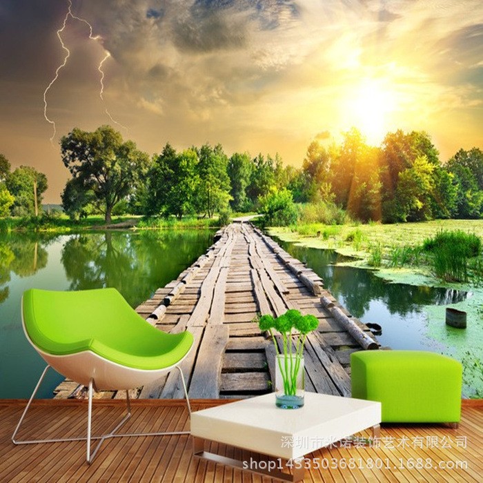 【自然无纺布壁画】自然景色乡间野外风景墙纸酒店宾馆壁画 餐厅3d
