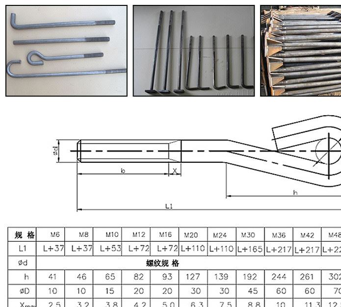 【】地脚螺栓 地脚螺丝 7字地脚 9字地脚螺丝 预埋螺栓 规格可定制