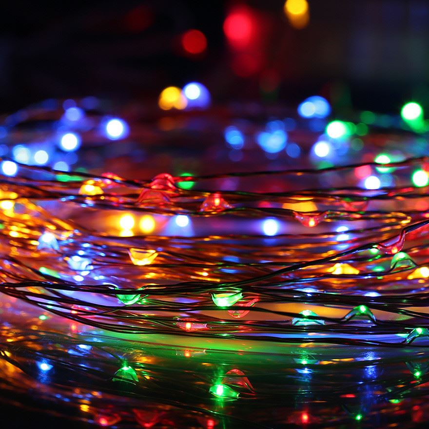 节日用品太阳能led彩灯闪灯串灯铜线灯串户外装饰布置满天星