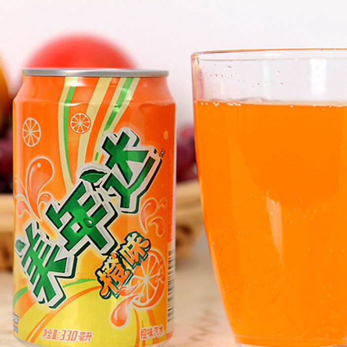 销售美年达碳酸饮料330ml24鲜橙果味汽水夏季冰爽饮品