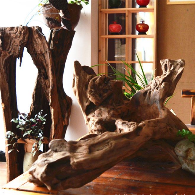 【】纯手工天然枯木风化木创意多肉花盆 空气凤梨苔藓造景工艺品摆件