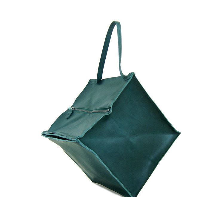 意大利animadverte 绿棕黑 植鞣皮正方形可折叠手提肩背两用包