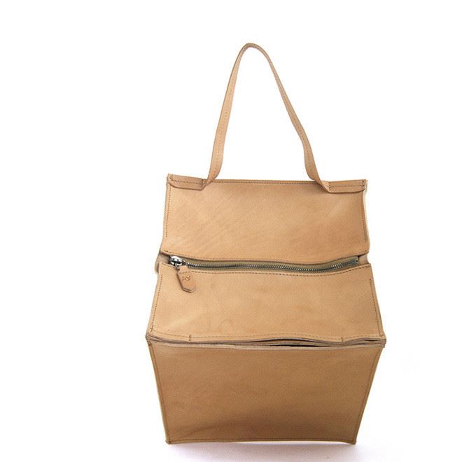 意大利animadverte 绿棕黑 植鞣皮正方形可折叠手提肩背两用包