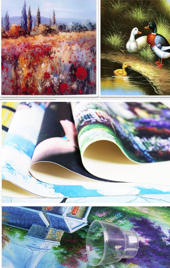 亚麻化纤油画布 定制写真高清喷绘防水海报卷帘纯棉油画布打印