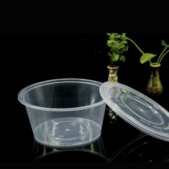 【】乳白圆形1500ml一次性餐盒塑料打包加厚透明外卖饭盒快餐便当汤碗